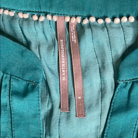 Anthropologie Blue Long Sleeve Ruffled Blouse - Picture 4 of 10